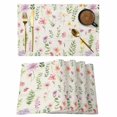 thumbnail image 1 of Pink Spring Floral Placemats Set of 4, Flowers Elegant Pastoral Botanical Placemats for Dining Table, Place Mats for Kitchen Tabletop, Waterproof Wipeable Dining Table Mats Set, 1 of 9