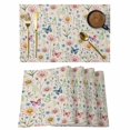 thumbnail image 1 of Pink Spring Floral Placemats Set of 6, Elegant Pastoral Flowers Butterflies Rustic Placemats for Dining Table, Place Mats for Kitchen Tabletop, Waterproof Wipeable Dining Table Mats Set, 1 of 9