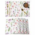 thumbnail image 1 of Pink Spring Floral Placemats Set of 6, Flowers Elegant Pastoral Leaves Placemats for Dining Table, Place Mats for Kitchen Tabletop, Waterproof Wipeable Dining Table Mats Set, 1 of 9