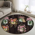 thumbnail image 1 of Pink Spring Floral Round Area Rug 3Ft Washable Small Circle Rugs for Kitchen Entryway, Farmhouse Botanical Wooden Retro Art Non-Slip Carpet Floor Mats Indoor Outdoor Carpet Runner Home Decor, 1 of 8