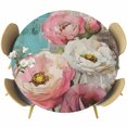 thumbnail image 1 of Pink Spring Floral Round Tablecloth 36-44 Inch Round Fitted Table Cloth with Elastic Edge, White Vintage Flowers Pastoral Waterproof Table Cover Protector for Outdoor Picnic Party Dining, 1 of 6