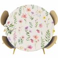 thumbnail image 1 of Pink Spring Floral Round Tablecloth, Fitted Table Cover with Elastic for 45"-54" Round Tables, Flowers Elegant Pastoral Rustic Table Cloth Outdoor Indoor Dinning Party Waterproof Tablecloths, 1 of 7