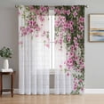 thumbnail image 1 of Pink Spring Floral Semi Sheer Window Curtains 72 Inches Long, Summer Flowers Farmhouse Rod Pocket Voile Silky Chiffon Curtain Light Filtering Drapes for Living Room, Kitchen, 52"x72", 2 Panels, 1 of 9