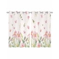 thumbnail image 1 of Pink Spring Floral Sheer Curtains 45 Inch Length 2 Panels Set for Living Room/Bedroom, Pastoral Flowers Farmhouse Rustic Kitchen Curtains Grommet Semi-Sheer Curtains Window Treatments 42"x45"x2, 1 of 7
