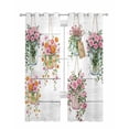 thumbnail image 1 of Pink Spring Floral Sheer Curtains 84 Inch Length 2 Panels Set for Living Room/Bedroom, Wooden Elegant Farmhouse Botanical Kitchen Curtains Grommet Semi-Sheer Curtains Window Treatments 42"x84"x2, 1 of 7