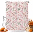 thumbnail image 1 of Pink Spring Floral Shower Curtain Set - 48" x 72" Washable Bathtub Curtain with 12 Hooks, Green Botanical Wildflower Blossoms Waterproof Fabric Stall Shower Curtains for Bathroom/Bathtub Décor, 1 of 8