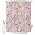 thumbnail image 1 of Pink Spring Floral Shower Curtain, Waterproof Shower Curtains for Bathroom, Elegant Farmhouse Flowers Birds Watercolor Washable Fabric Bathtub Curtain Set Bath Decor with 12 Hooks Standard 72"x72", 1 of 8