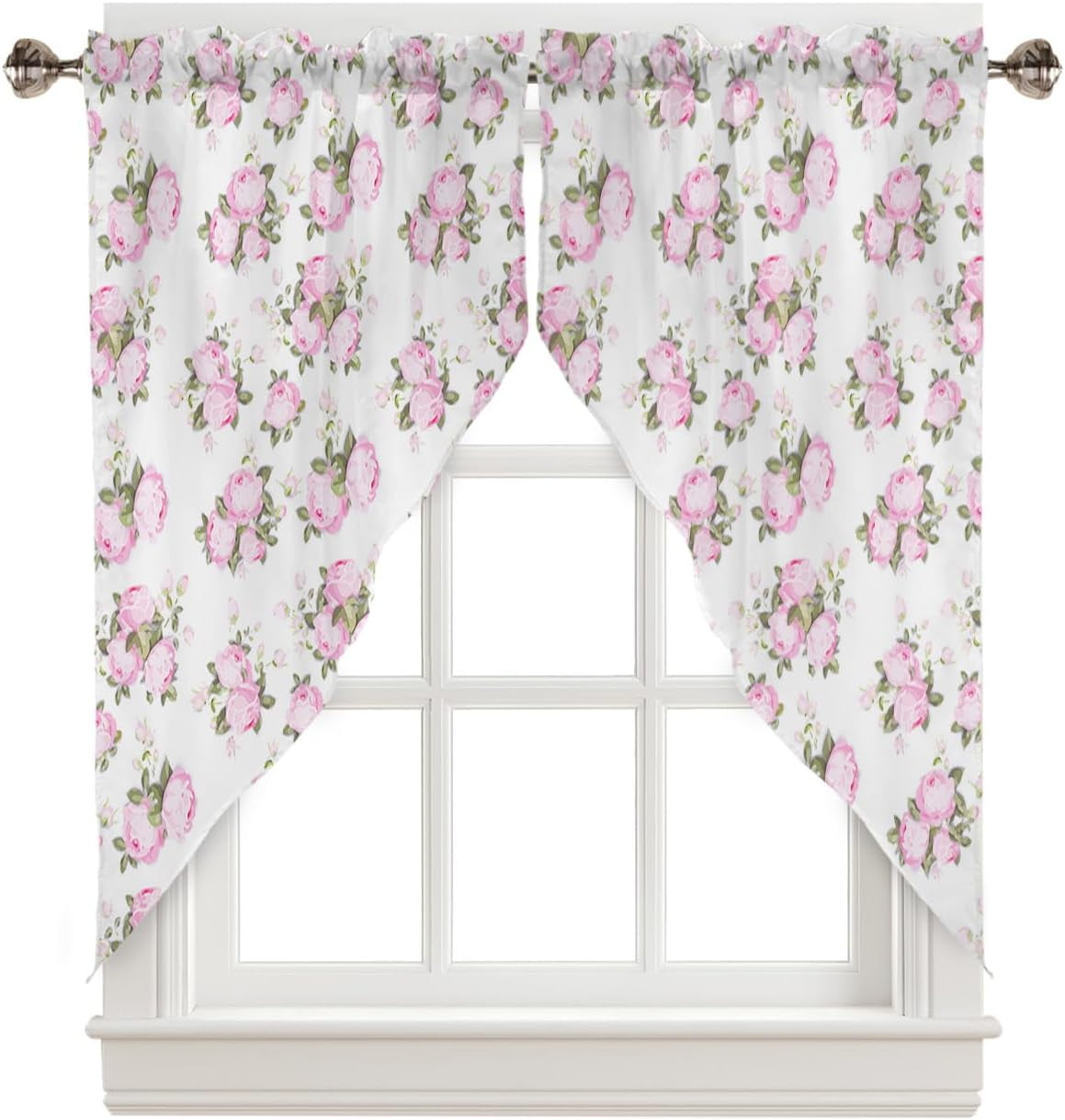 Pink Spring Floral Swag Curtains For Living Room/bedroom Watercolor