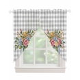 thumbnail image 1 of Pink Spring Floral Swag Valances for Windows, Flowers Gray Plaid Farmhouse Rod Pocket Sheer Valances for Large Windows, Swag Toppers Light Filtering for Kitchen Living Room 2 Panels 36''x63'', 1 of 6