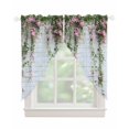thumbnail image 1 of Pink Spring Floral Swag Valances for Windows, Green Summer Botanical Flowers Rod Pocket Sheer Valances for Large Windows, Swag Toppers Light Filtering for Kitchen Living Room 2 Panels 36''x63'', 1 of 6