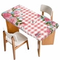 thumbnail image 1 of Pink Spring Floral Table Cloths for 3 Foot Rectangle Tables, Watercolor Flowers Butterfly Checkered Patio Waterproof Elastic Fitted Tablecloths, Washable Rectangular Table Cover for Camping, 1 of 8