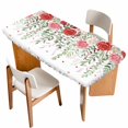 thumbnail image 1 of Pink Spring Floral Table Cloths for 3 Foot Rectangle Tables, Weeping Romantic Flowers Pastoral Patio Waterproof Elastic Fitted Tablecloths, Washable Rectangular Table Cover for Camping, 1 of 8