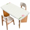thumbnail image 1 of Pink Spring Floral Table Cloths for 4 Foot Rectangle Tables, Tulip Yellow Plaid Summer Botanical Patio Waterproof Elastic Fitted Tablecloths, Washable Rectangular Table Cover for Camping, 1 of 8