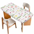 thumbnail image 1 of Pink Spring Floral Table Cloths for 6 Foot Rectangle Tables, Flowers Botanical Elegant Grey Checkered Patio Waterproof Elastic Fitted Tablecloths, Washable Rectangular Table Cover for Camping, 1 of 8