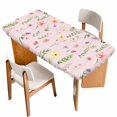 thumbnail image 1 of Pink Spring Floral Table Cloths for 6 Foot Rectangle Tables, Flowers Botanical Elegant Pastoral Patio Waterproof Elastic Fitted Tablecloths, Washable Rectangular Table Cover for Camping, 1 of 8
