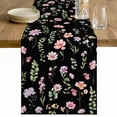 thumbnail image 1 of Pink Spring Floral Table Runner - 108 Inch Long Flowers Botanical Elegant Pastoral Black Cotton and Linen Blended Dress Scarves Farmhouse Table Runner for Kitchen Dining, Coffee Table, 13" x 108", 1 of 8