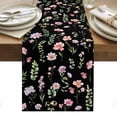 thumbnail image 1 of Pink Spring Floral Table Runner - 108 Inch Long, Kitchen Dining Table Runner Dresser Scarves, Flowers Botanical Elegant Pastoral Black Farmhouse Decor for Coffee Tables Wedding Party Banquet, 1 of 8