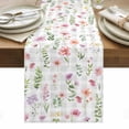 thumbnail image 1 of Pink Spring Floral Table Runner - 120 Inch Long, Kitchen Dining Table Runner Dresser Scarves, Flowers Botanical Elegant Grey Checkered Farmhouse Decor for Coffee Tables Wedding Party Banquet, 1 of 8