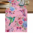 thumbnail image 1 of Pink Spring Floral Table Runner 48 Inches, Watercolor Birds Farmhouse Art Bed Runner Dresser Scarves Tabletop for Indoor Outdoor Parties/Ceremony/Banquet, 13" x 48", 1 of 9