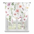 thumbnail image 1 of Pink Spring Floral Tie Up Curtains 45 Inches Long, Kitchen Window Curtains Over Sink, Flowers Elegant Pastoral Leaves Small Window Curtains Shade Balloon Curtains Valances for Bedroom/Cafe 34"x45", 1 of 8