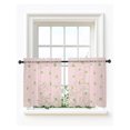 thumbnail image 1 of Pink Spring Floral Tier Curtains 24 Inch Length,Sheer Curtains for Bedroom Living Room Daisy Flowers Elegant Farmhouse Art Short Kitchen Curtains Drapes for Small Half Window 27.5"x24" 2 Panels, 1 of 7