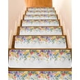 thumbnail image 1 of Pink Spring Flower Stair Treads for Wooden Steps Indoor Runner Rug Carpet, Pastoral Floral Leaves Country Rustic 4 Pieces Peel and Stick Staircase Step Treads Covers Washable Throw Door Mats, 30"x8", 1 of 6