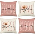 thumbnail image 1 of Pink Spring Pillow Covers 18x18 Inch Set of 4 Bloom Flower Bless This Home Sweet Home Pillowcases Spring Summer Farmhouse Decorations Cushion Cover for Sofa Couch, 1 of 6