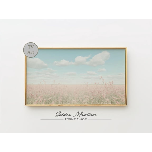 Pink Spring Wildflower, Flower Landscape, Farmhouse Flower, Vintage Spring, Spring Cloud Art Sky Floral Poster Decor, Size 24x36 UNFFRAMED F03.1.8l1060