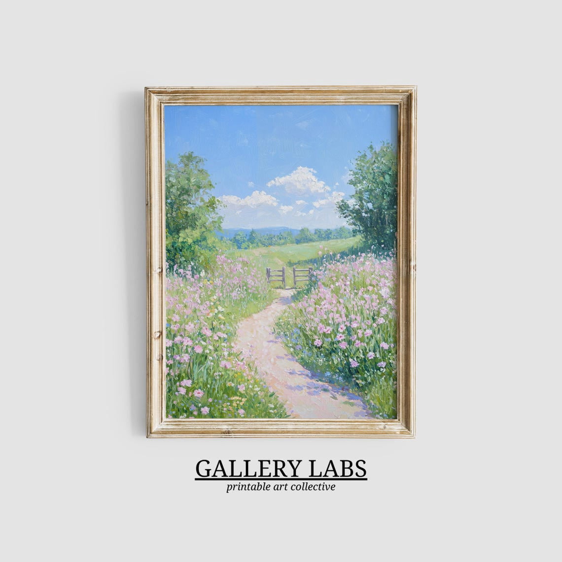 Pink Spring Wildflower Painting • County Landscape Wall Art • Modern ...