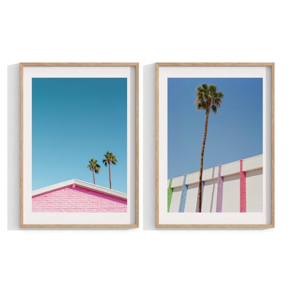 Pink Springs No II Art Set Retro Palm Springs Photography Framed Wall Art Set of 2 Set 2