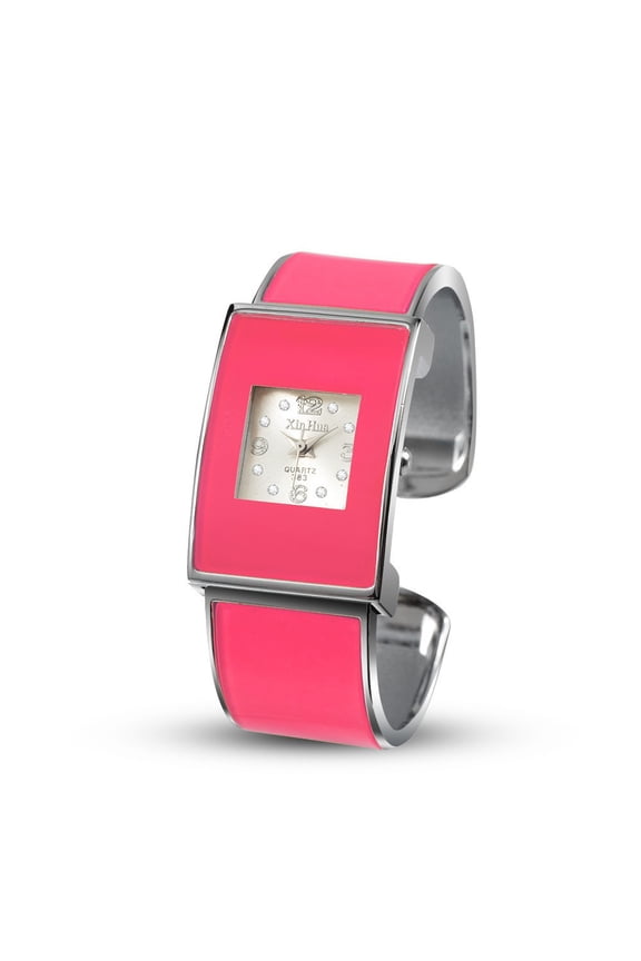 Pink Square Bangle Watch for Women Fashion Cuff Bracelet Quartz Watch Modern Minimal Style