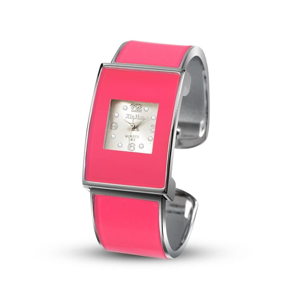 Pink Square Bangle Watch for Women Fashion Cuff Bracelet Quartz Watch Modern Minimal Style
