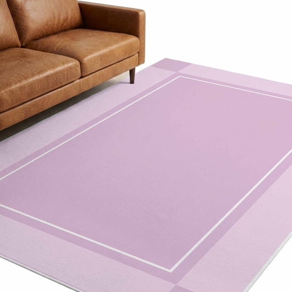 Pink Square Plaid 9'x12' Large Area Rugs Pastel Pink Blocks Checkered Border Gingham Washable Area Rugs Non-Slip Indoor Floor Mats for Villa Parlour, Hotel Lounge, Recreation Room