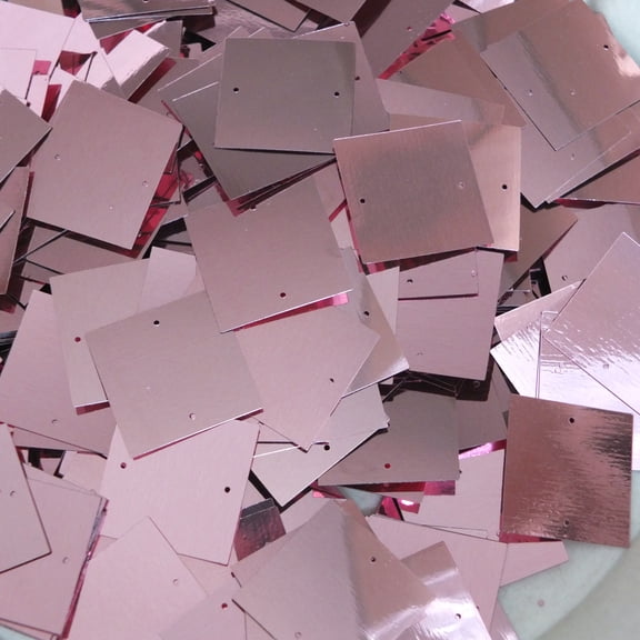 Pink Square Sequins 25mm Two Hole Shiny Metallic Made in USA
