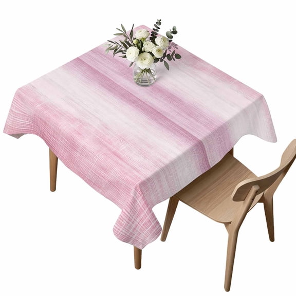 Pink Square Tablecloth Abstract Light Pink Ombre Linen Texture Modern Rustic Classic Waterproof Wrinkle Free Soft Table Cloth Spill-Proof Washable Table Cover for Dining Party Picnic 54 x 54 Inch