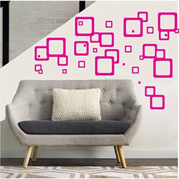 Pink Squares Retro Mod Wall Decals  Modern Geometric Wall Decor