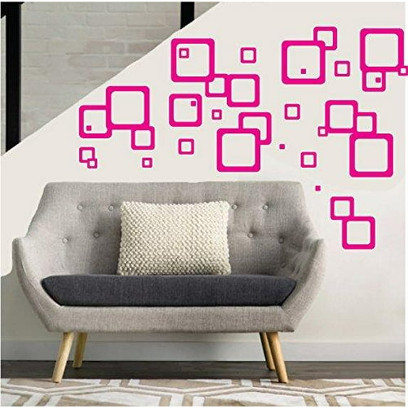 Pink Squares Retro Mod Wall Decals Modern Geometric Wall Decor