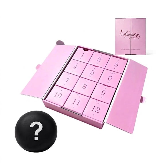 Pink Squishy Advent Calendar 2026, 12 Pcs Cute Squishy Toys for Adults, 12 Day Countdown Blind Box Sensory Fidget Set, Stress Party Favors Xmas Squeeze Gift