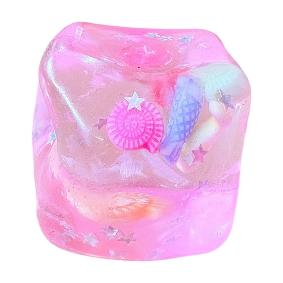 Pink Squishy Squeeze Toy with Embedded Cartoon Charms, 1.2 Inches, for Desk Decor, Relaxation Toy