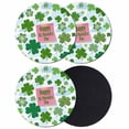 thumbnail image 1 of Pink St. Patrick's Day Coasters Set of 4, Absorbent Coasters for Drinks, Green Shamrock Leaves Blue Cloud Coaster for Desk Coffee Table Protection, Home Decor House Warming Gifts 4", 1 of 8