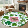 thumbnail image 1 of Pink St. Patrick's Day Round Area Rug 7Ft Washable Circle Rugs for Dorm Laundry Room, Green Shamrock Leaves Blue Cloud Non-Slip Carpet Floor Mats Indoor Outdoor Carpet Runner Aesthetic Home Decor, 1 of 8