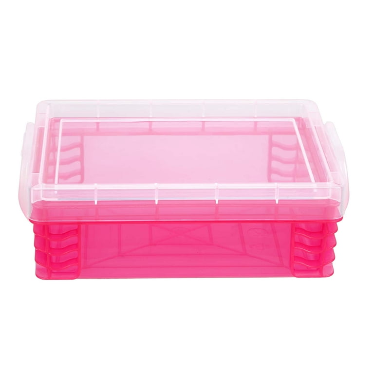Pink Stacking Crayon Box by Simply Tidy - Plastic Storage Containers for School Supplies, Sewing and Crafts - Bulk 32 Pack, Size: 4.63” x 3.25” x 1.56