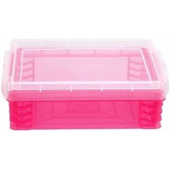 Pink Stacking Crayon Box by Simply Tidy - Plastic Storage Containers for School Supplies, Sewing and Crafts - Bulk 36 Pack