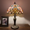 Pink Stained Glass Table Lamp Baroque Style LED Bulb Included Bedroom ...