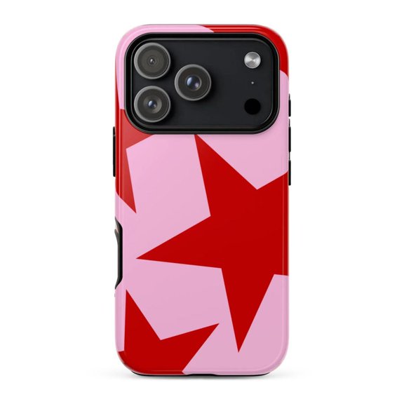 Pink Star Bold Retro Star Case for iPhone 11 12 13 14 15 16 17 Pro Max Plus