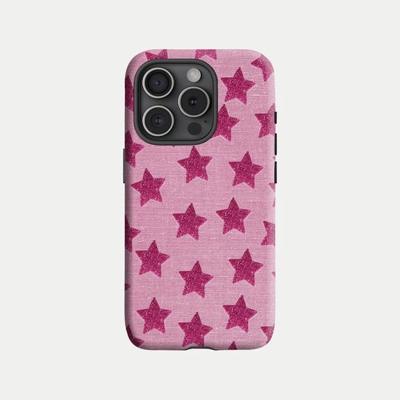 Pink Star Fashion Rugged Phone Case, Bold Y2K Aesthetic Protection 17 16 15 14 13 12 11 Pro Max