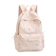 thumbnail image 1 of Pink Star Moon Embroidery Backpack for Teen Girls, Water Resistant Nylon Rucksack with Laptop Compartment & Side Pockets, for Middle High School College, 1 of 2