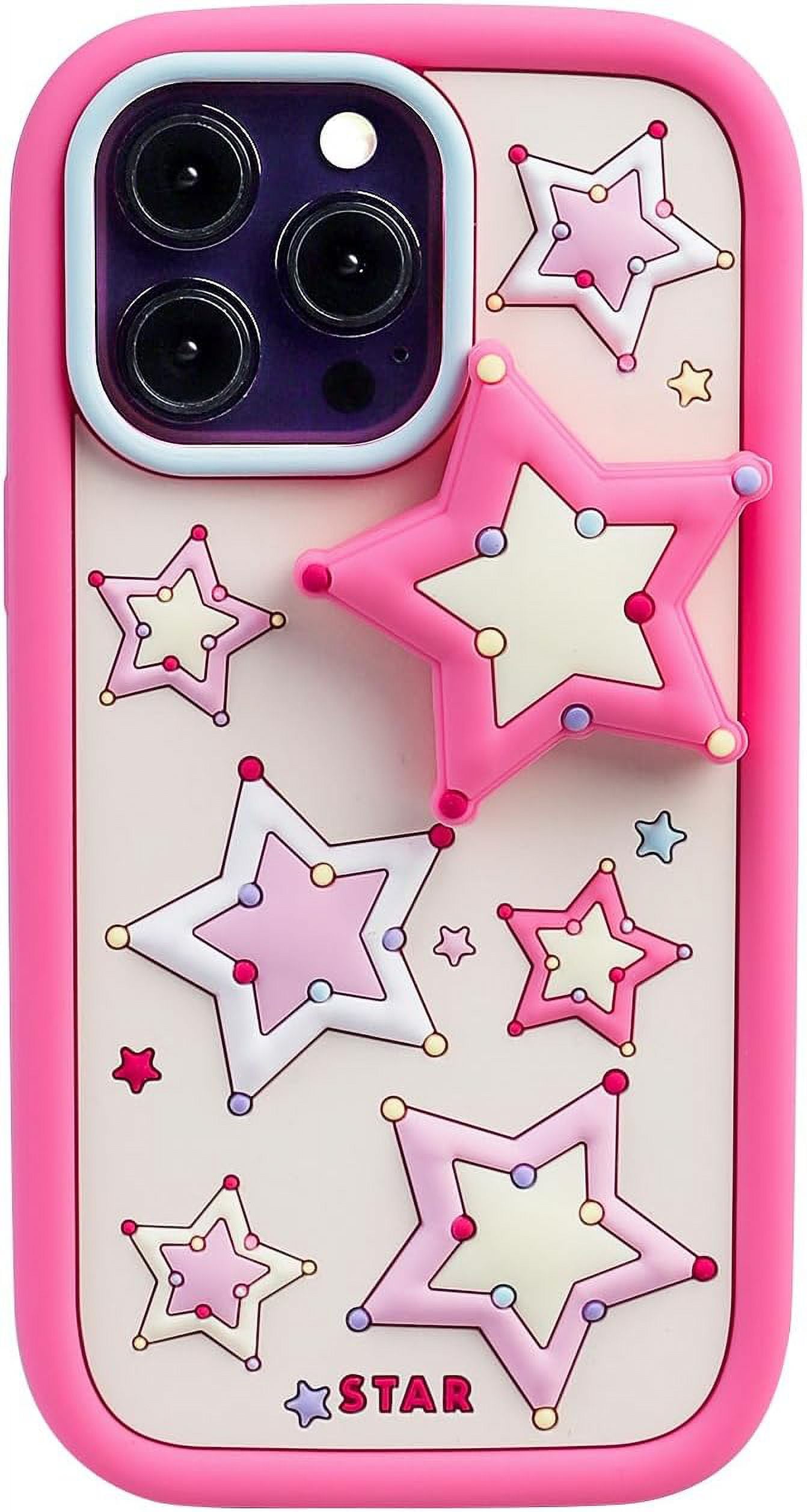 Pink Star Phone Case Compatible with iPhone 12, Cute 3D Korea Dopamine ...