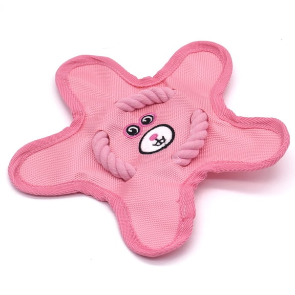 Pink Star-Shaped Durable Squeaky Dog Toy - Interactive Chew Toy with Rope Accents for Teething & Playtime