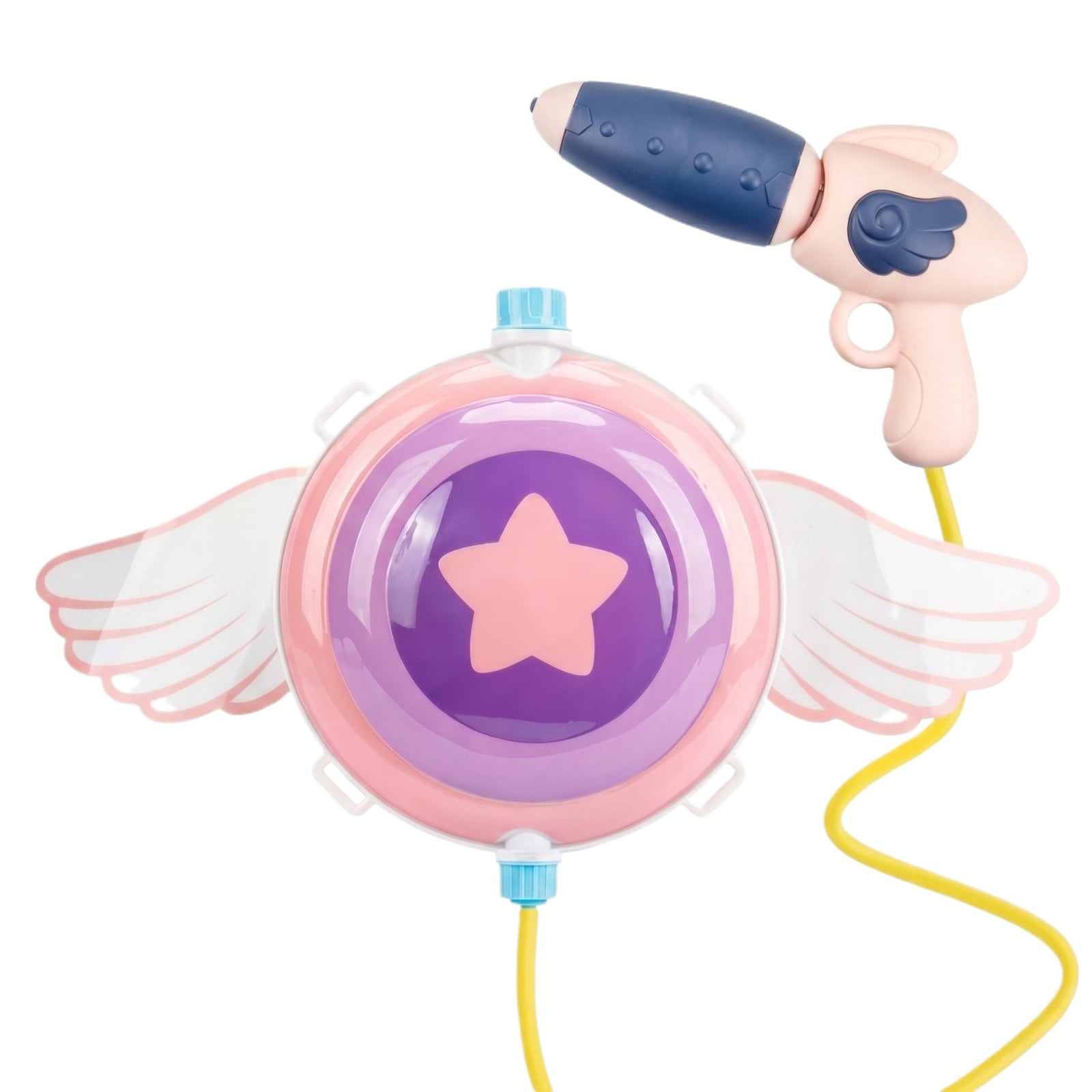 Pink Star Wing Backpack Water Gun for Kids 2000ML Large Capacity Spray Toy Summer Outdoor Playset for Children Ages 3-10 Lightweight Portable Water Sprayer